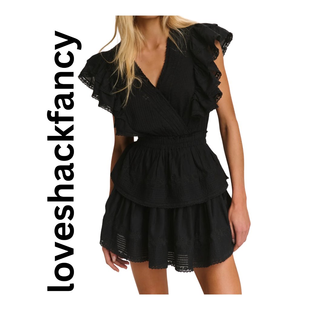 Loveshackfancy Gwen Dress Black Size Xs Excellent Condition